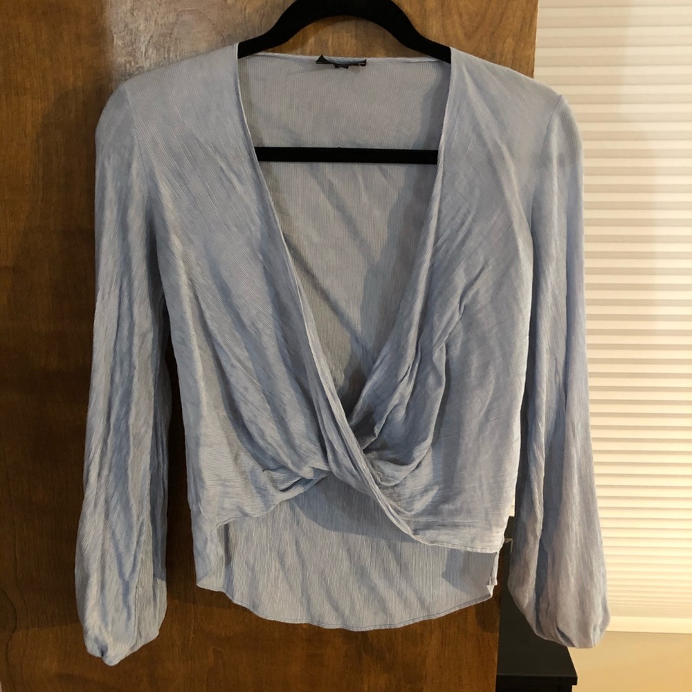 Topshop light blue top with twist front